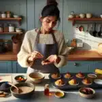 Norwegian home baker using sugar alternatives while finishing healthy carrot muffins